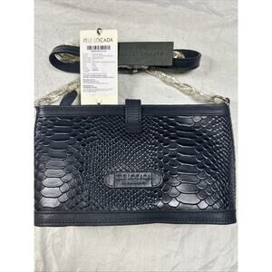 Isle Locada By Hidesign Blue Genuine Leather Snake Embossed EE Santorini